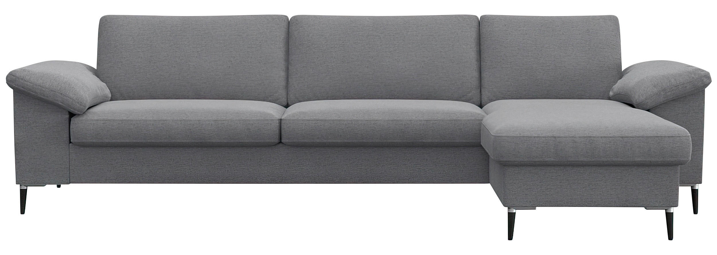 ECKSOFA Grau Flachgewebe  - Schwarz/Alufarben, Design, Textil/Metall (274/159cm) - Livetastic