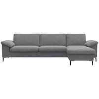 ECKSOFA Grau Flachgewebe  - Schwarz/Alufarben, Design, Textil/Metall (274/159cm) - Livetastic