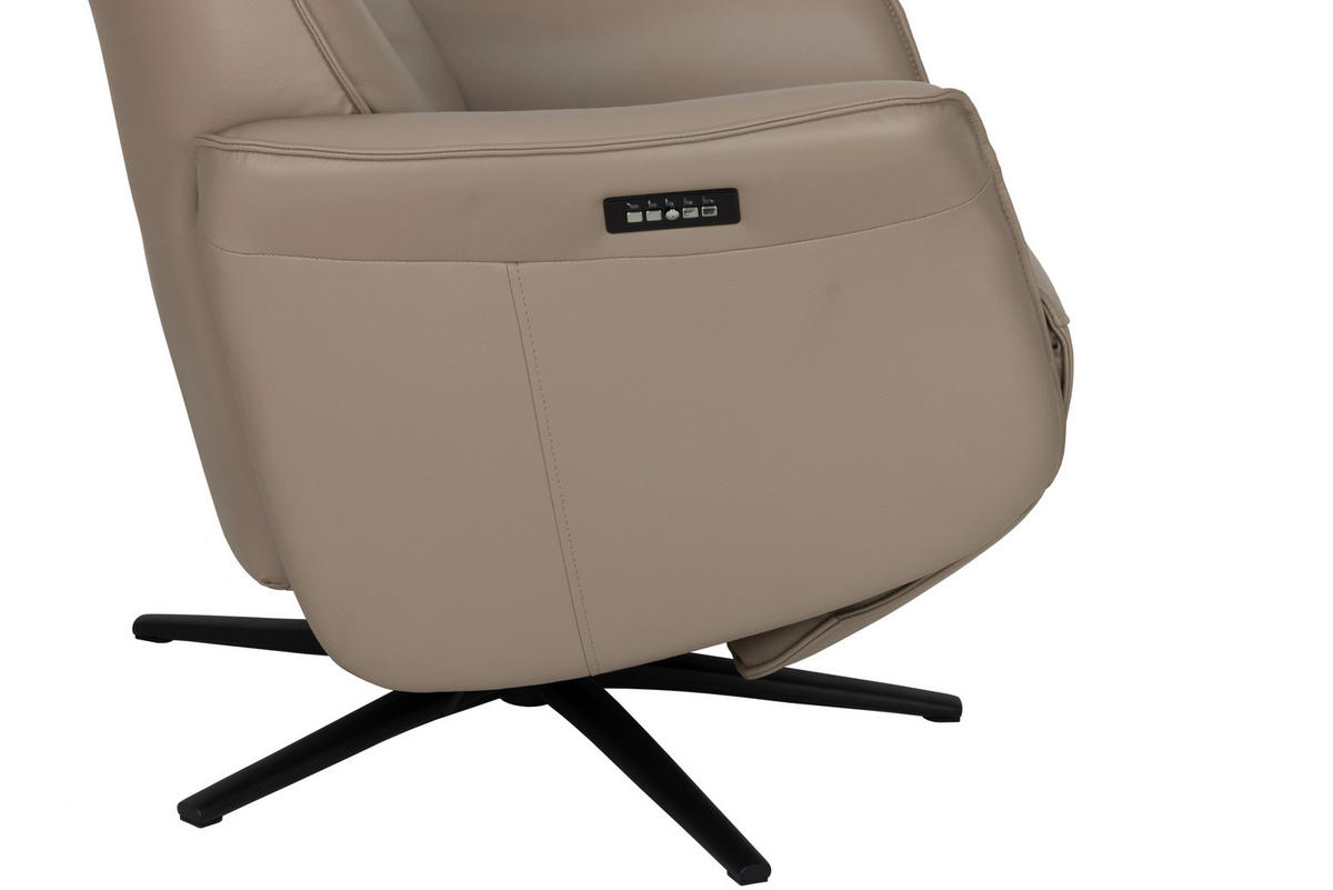 RELAXSESSEL Lederlook Echtleder    - Schwarz/Grau, Design, Leder/Holz (79/110/83cm) - Livetastic