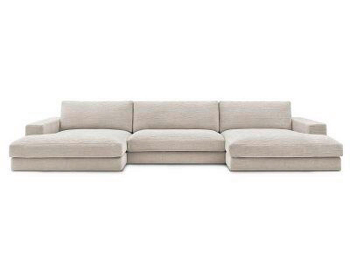 WOHNLANDSCHAFT LEONARD Beige Struktur  - Beige/Schwarz, MODERN, Kunststoff/Textil (159/349/159cm)