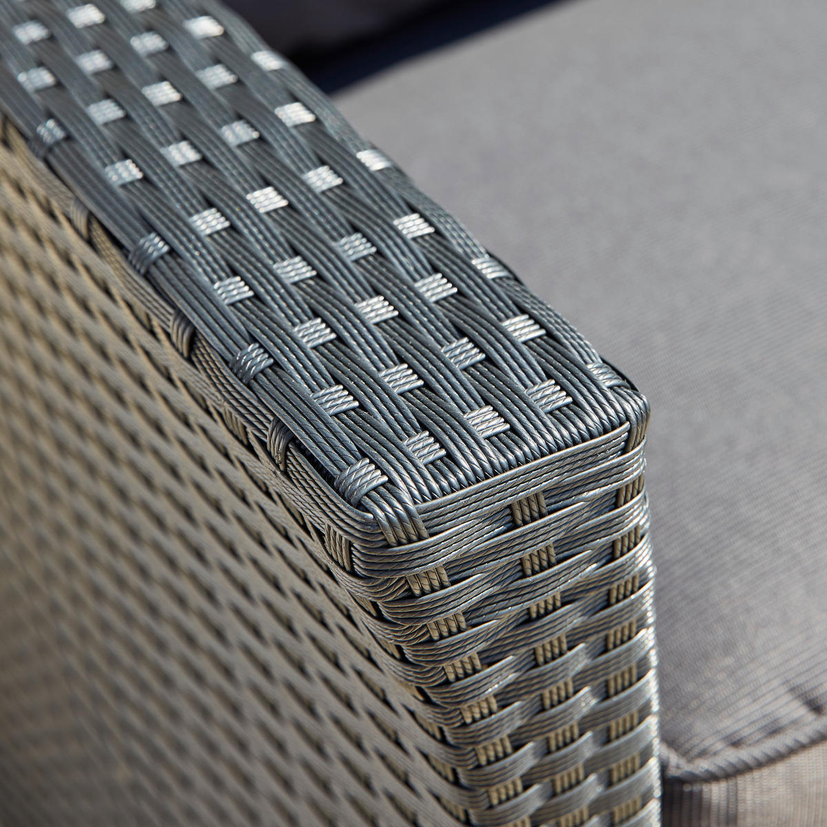 JEDÁLENSKÁ TERASOVÁ SÚPRAVA 18-dielne, kov, plast, sklo, textil - čierna/sivá, Konventionell, kov/textil (209/203cm) - Ambia Garden