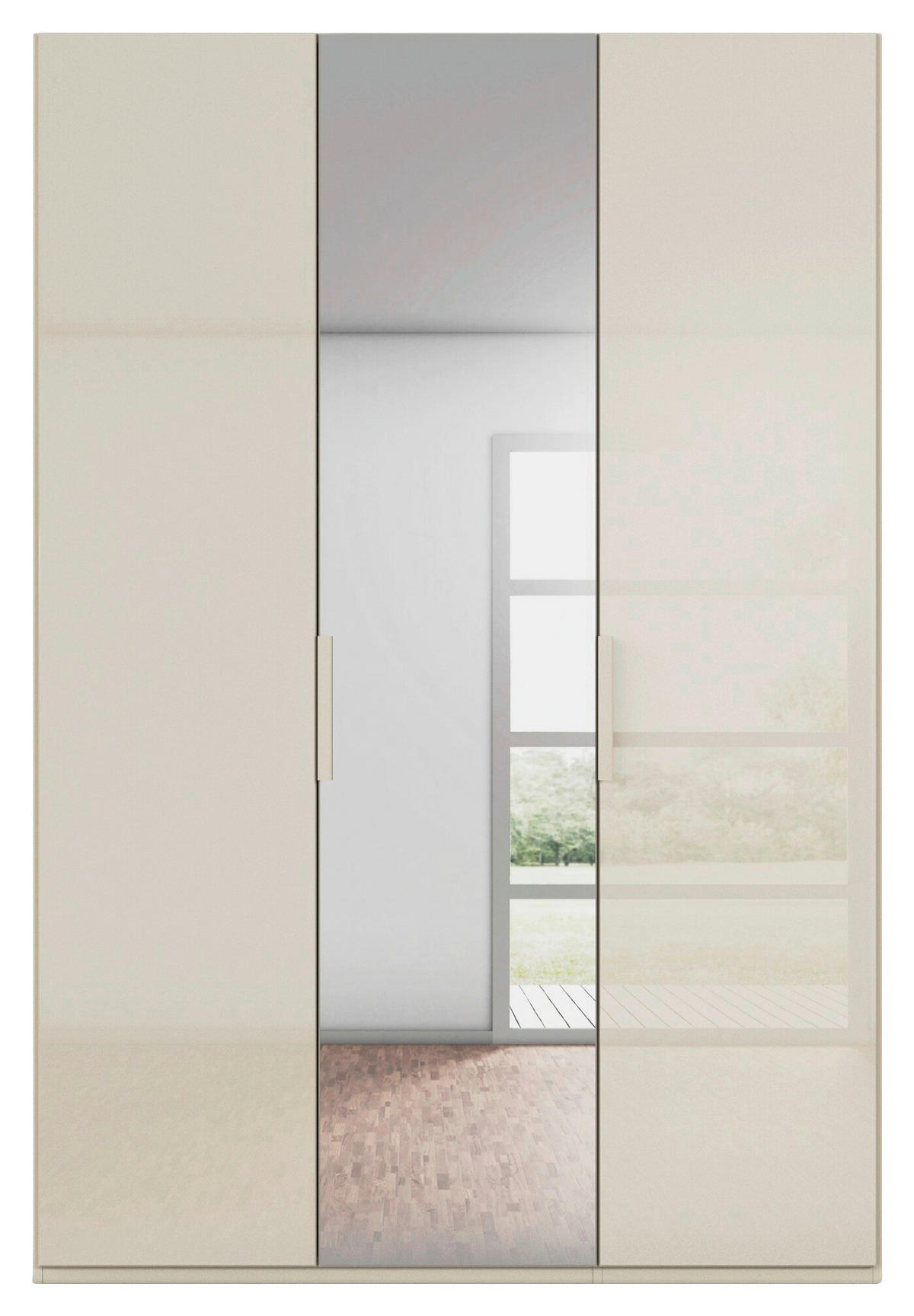 DREHTÜRENSCHRANK 151/235/61 cm,  in Champagner, 3-türig  - Champagner, Basics, Glas/Holzwerkstoff (151/235/61cm) - Novel