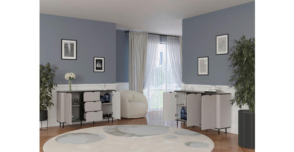 SIDEBOARD  in 136,8/82/35,2 cm  - Kaschmir/Schwarz, MODERN, Holzwerkstoff/Kunststoff (136,8/82/35,2cm) - Carryhome
