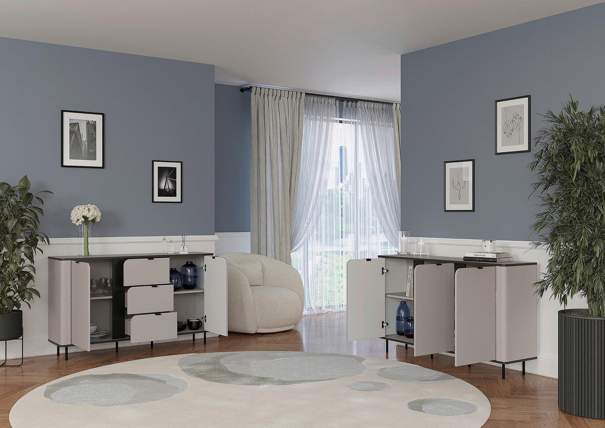 SIDEBOARD  in 136,8/82/35,2 cm  - Kaschmir/Schwarz, MODERN, Holzwerkstoff/Kunststoff (136,8/82/35,2cm) - Carryhome