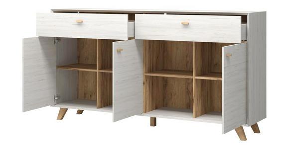 SIDEBOARD melaminharzbeschichtet Weiß - Eichefarben/Weiß, Design, Holz/Holzwerkstoff (187/100/41cm) - Linea Natura