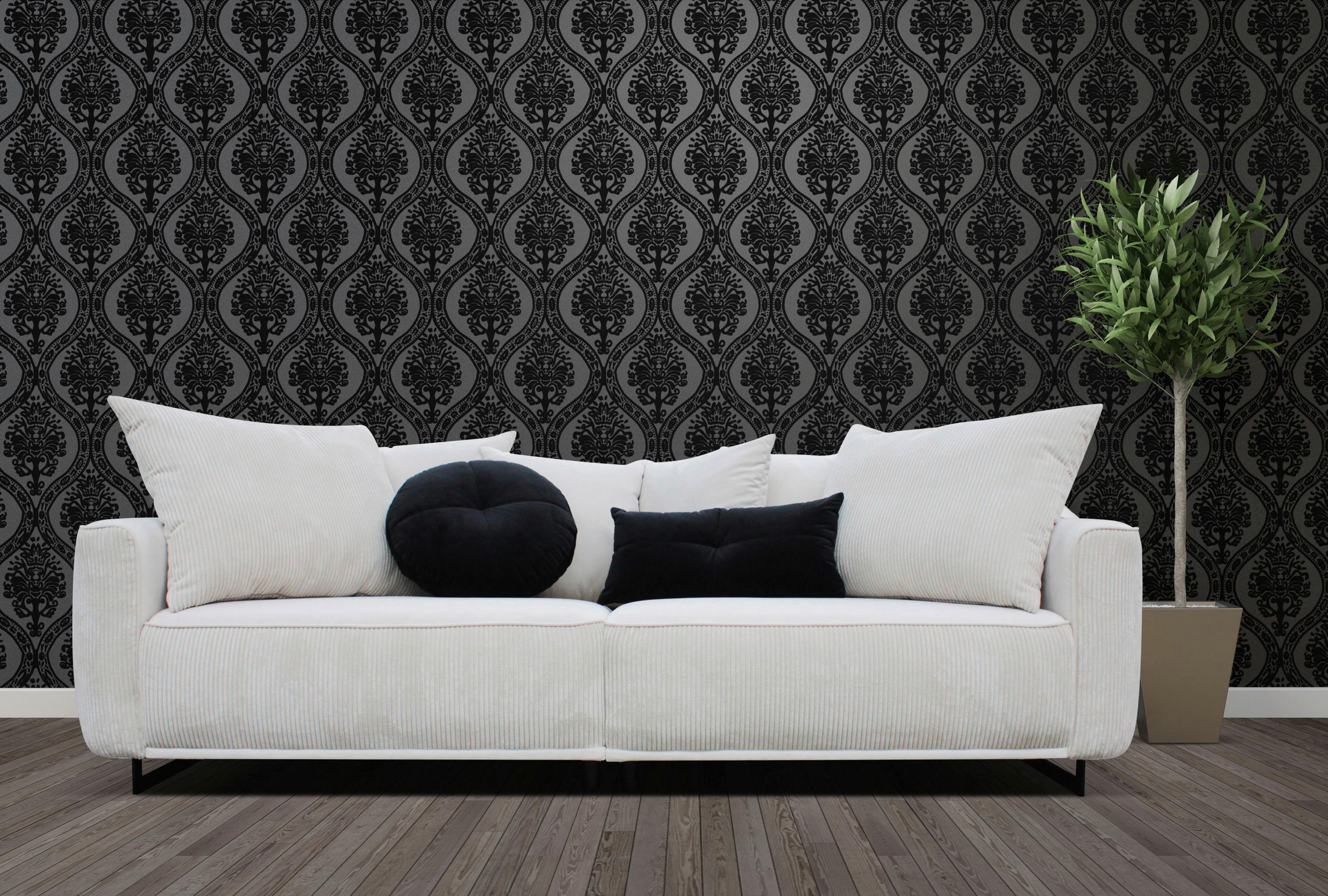 SOFFA i trä grå  - svart/grå, Modern, trä (247/91/106cm) - Carryhome