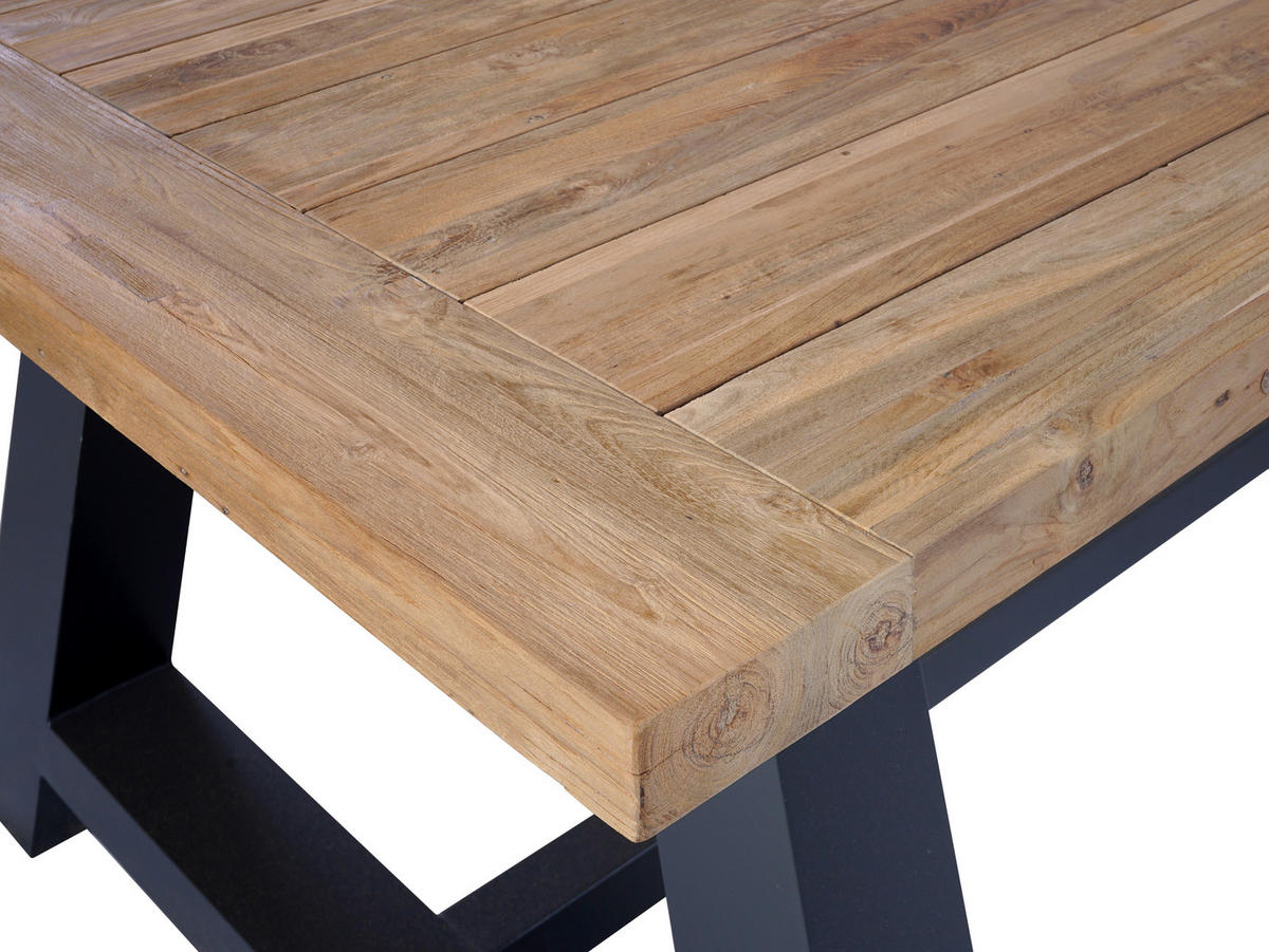 GARTENTISCH 240/100/76 cm Holz, Metall rechteckig  - Anthrazit/Teakfarben, Design, Holz/Metall (240/100/76cm) - Amatio