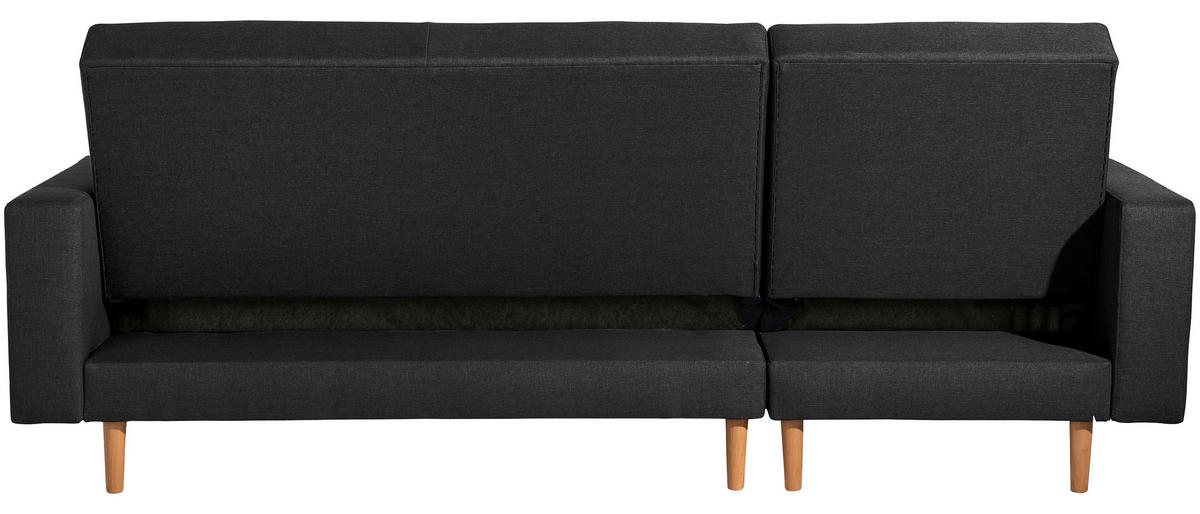 ECKSCHLAFSOFA Schwarz Flachgewebe  - Erlefarben/Schwarz, Design, Holz/Textil (230/93/152cm) - Max Winzer
