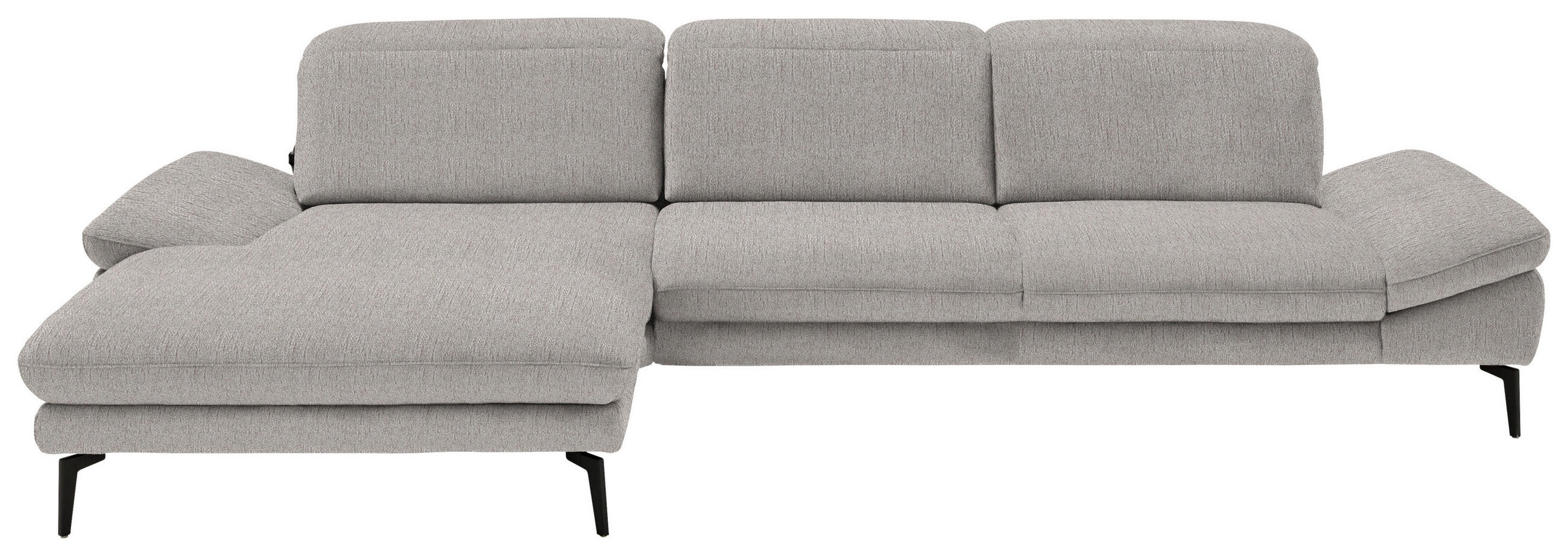 ECKSOFA in Chenille Greige  - Greige/Schwarz, Design, Textil/Metall (188/319cm) - Beldomo System