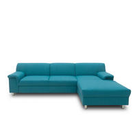 ECKSOFA Petrol Webstoff  - Chromfarben/Petrol, KONVENTIONELL, Textil/Metall (251/150cm) - MID.YOU