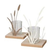 WINDLICHT - Creme/Braun, Basics, Glas/Holzwerkstoff (10/8/18,5cm)