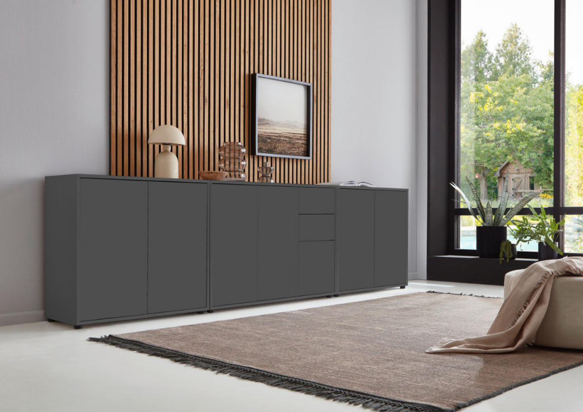 SIDEBOARD  in 263,5/73/33 cm  - Anthrazit/Schwarz, MODERN, Holzwerkstoff (263,5/73/33cm) - MID.YOU