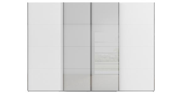 SCHWEBETÜRENSCHRANK 316/223/68 cm 4-türig Grau, Weiß - Chromfarben/Weiß, KONVENTIONELL, Glas/Holzwerkstoff (316/223/68cm) - Novel