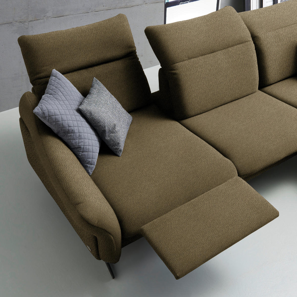 ECKSOFA in Webstoff Dunkelgrün  - Dunkelgrün/Anthrazit, Design, Textil/Metall (299/203cm) - Himolla