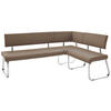 ECKBANK 200/150 cm Lederlook Edelstahlfarben, Cappuccino   - Edelstahlfarben/Cappuccino, Design, Textil/Metall (200/150cm) - Livetastic