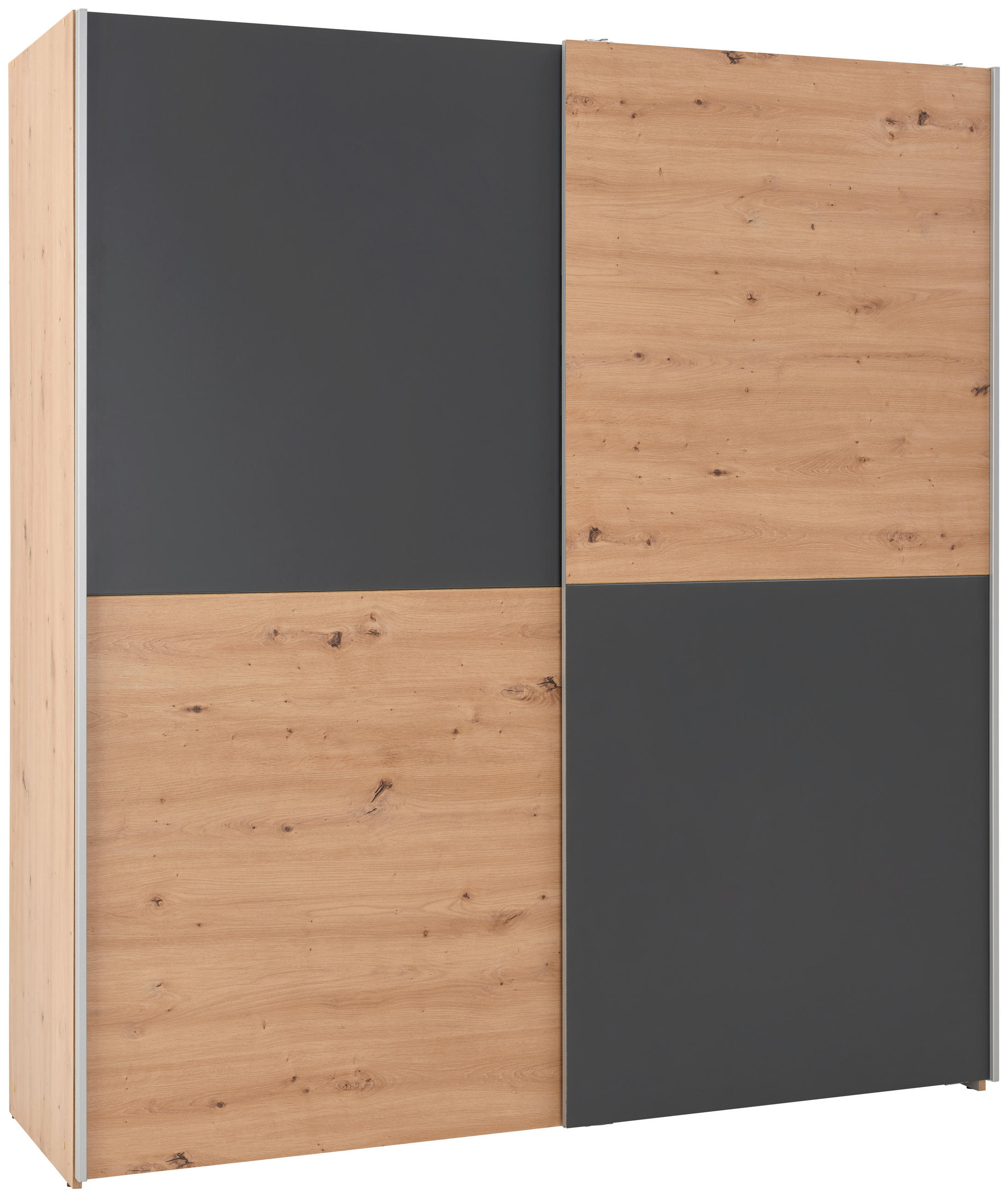 Schwebetürenschrank 170cm Time, Graphitfarben/eiche