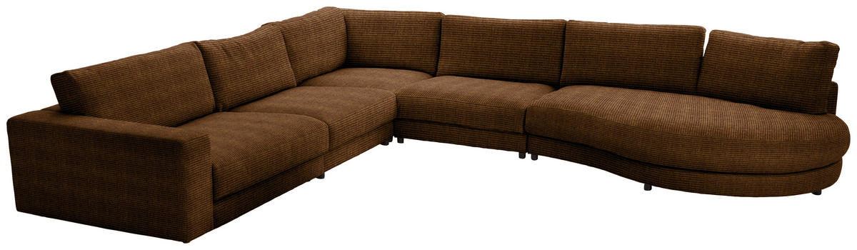 ECKSOFA in Chenille, Cord Messingfarben  365/425 cm  - Messingfarben/Schwarz, Design, Kunststoff/Textil (365/425cm) - Lomoco
