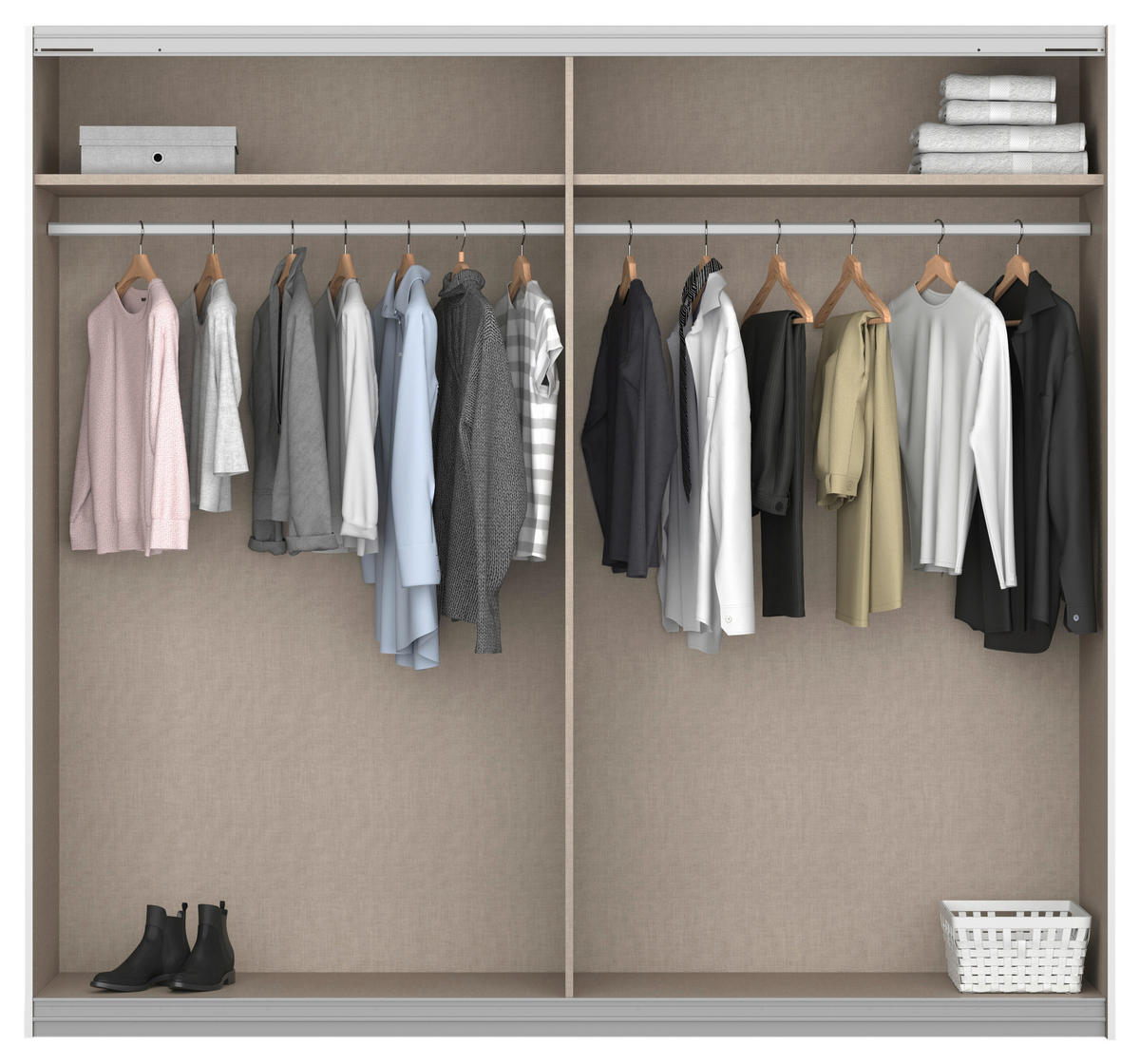 SCHWEBETÜRENSCHRANK 226/210/62 cm 2-türig Weiß  - Alufarben/Weiß, MODERN, Holzwerkstoff/Metall (226/210/62cm) - Rauch Möbel