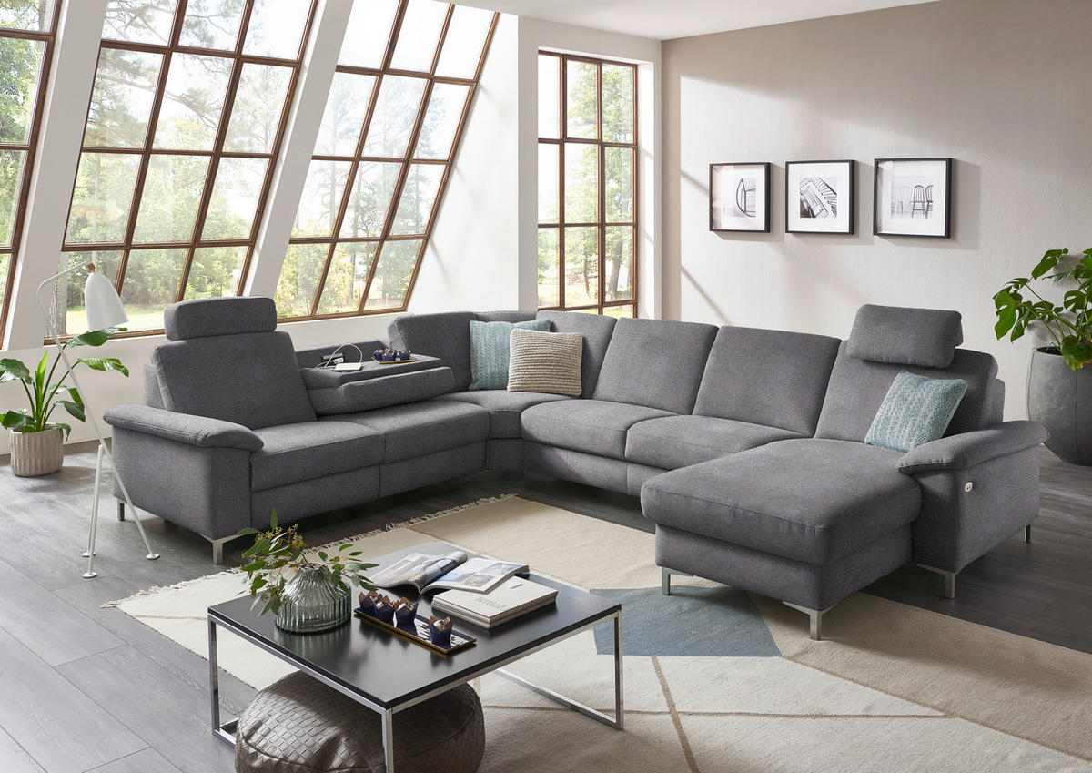 WOHNLANDSCHAFT in Chenille Grau  - Alufarben/Grau, Design, Textil/Metall (265/333/170cm) - Dieter Knoll