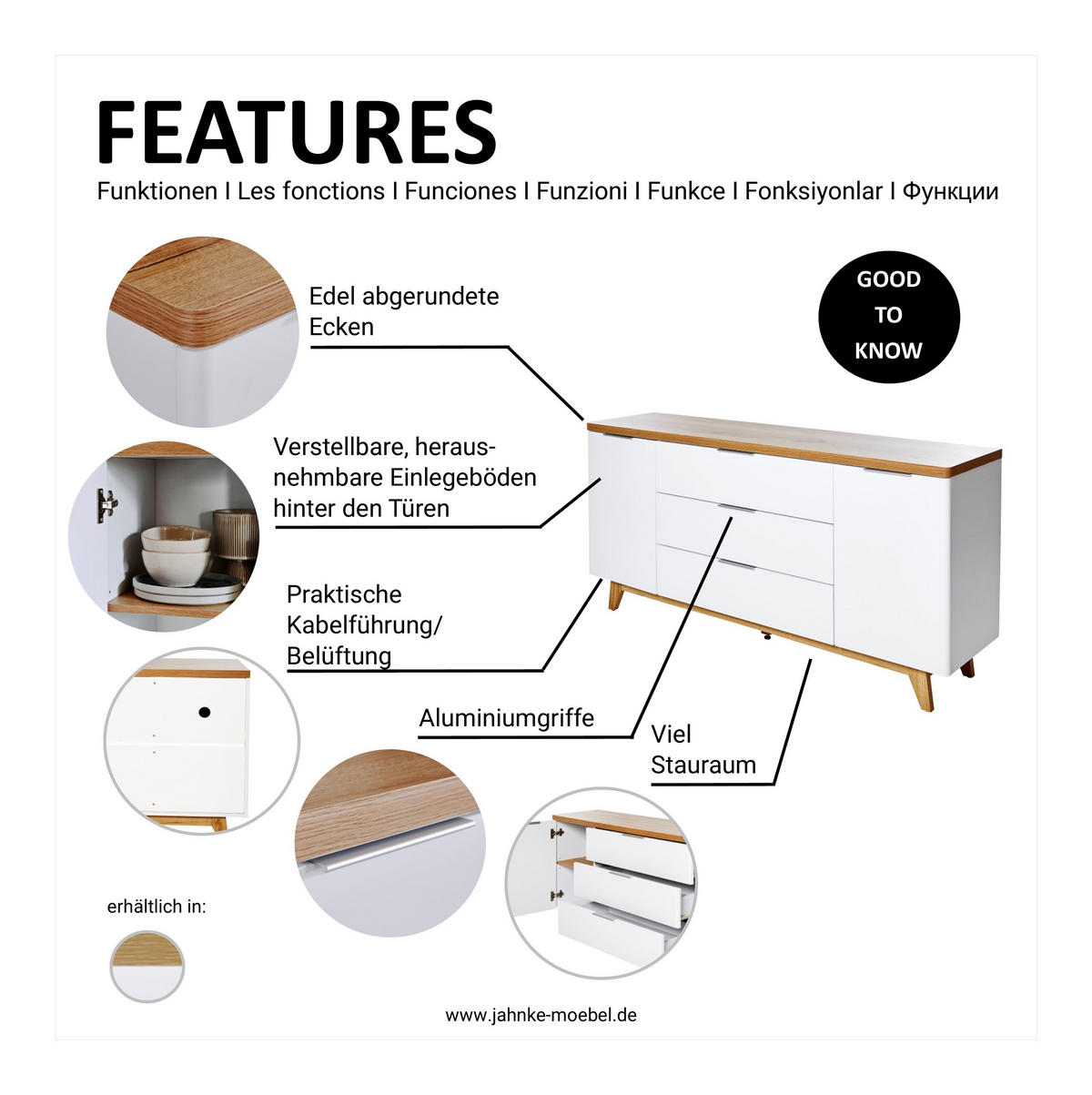 SIDEBOARD  in 160/77/39 cm  - Eichefarben/Alufarben, KONVENTIONELL, Holzwerkstoff/Metall (160/77/39cm) - Livetastic