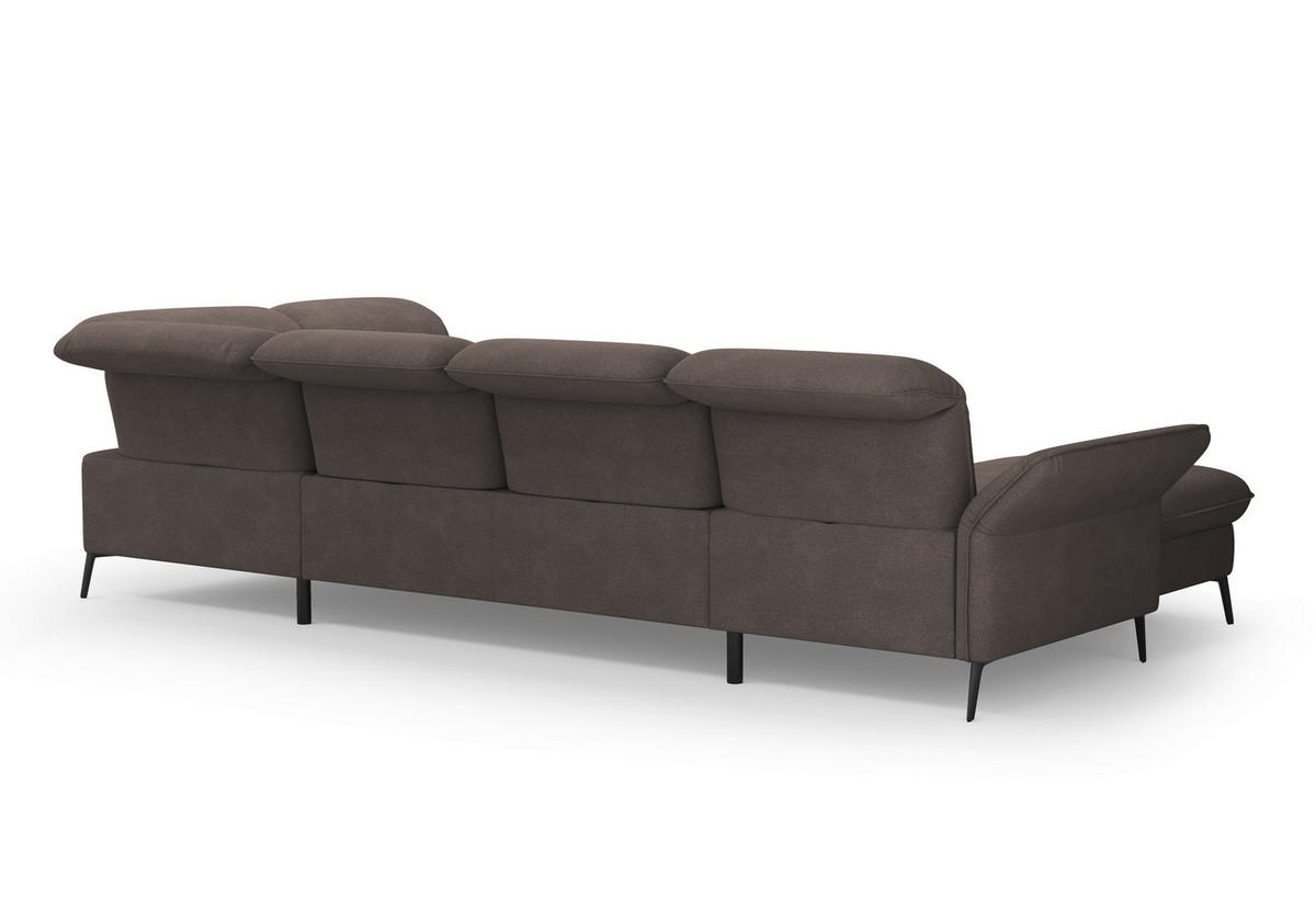 WOHNLANDSCHAFT in Flachgewebe Graphitfarben  - Schwarz/Graphitfarben, Konventionell, Textil/Metall (198/359/231cm) - Sit & More