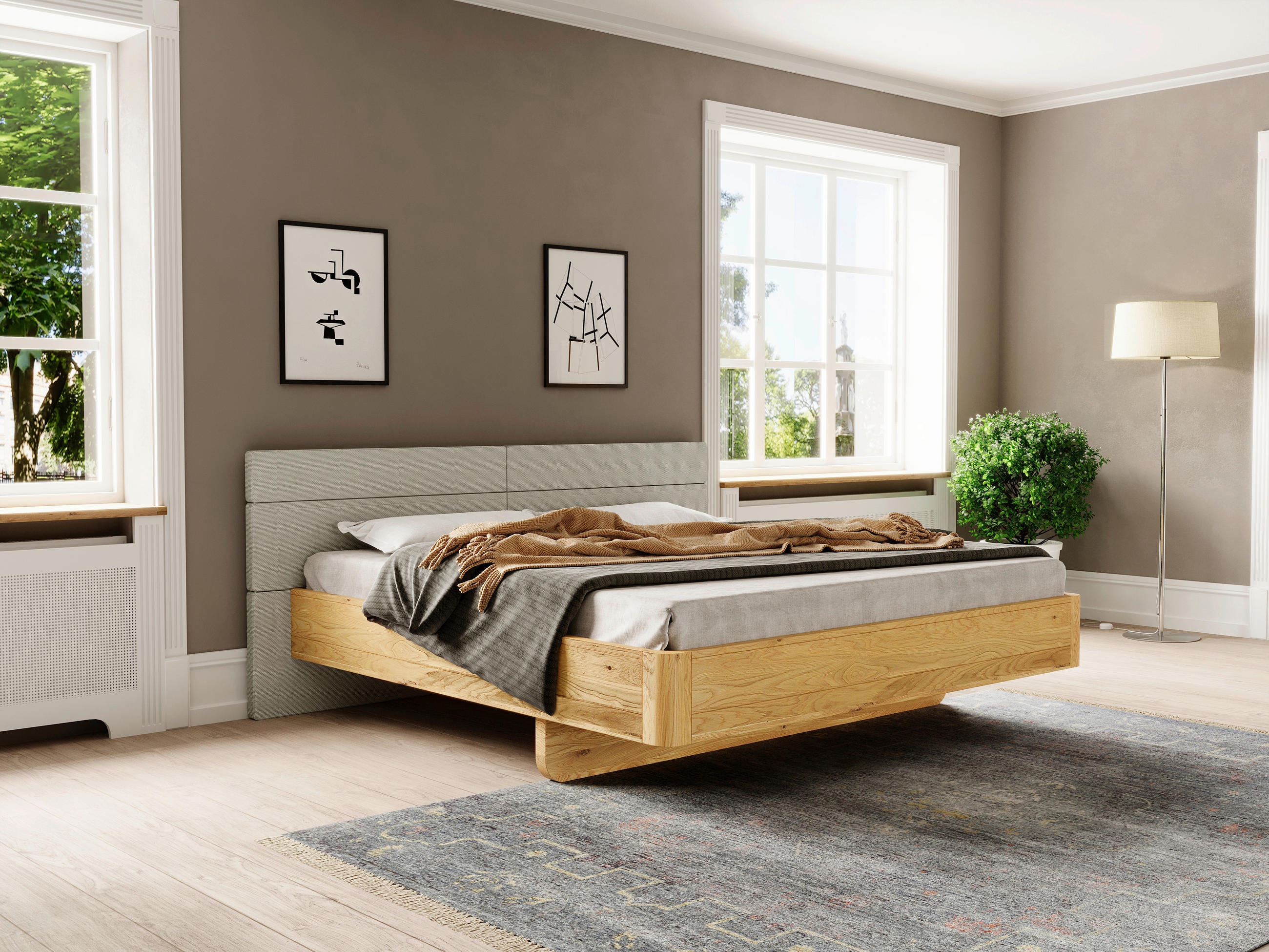 BETT 160/200 cm  in Naturfarben  - Beige/Naturfarben, MODERN, Holz/Textil (160/200cm) - MID.YOU