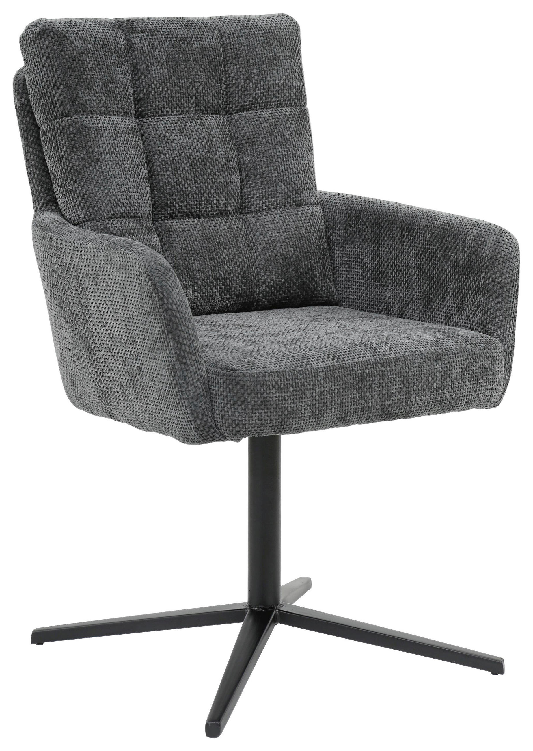 ARMLEHNSTUHL  in Eisen Chenille  - Schwarz/Grau, Design, Textil/Metall (61/91,5/66cm) - Stylife