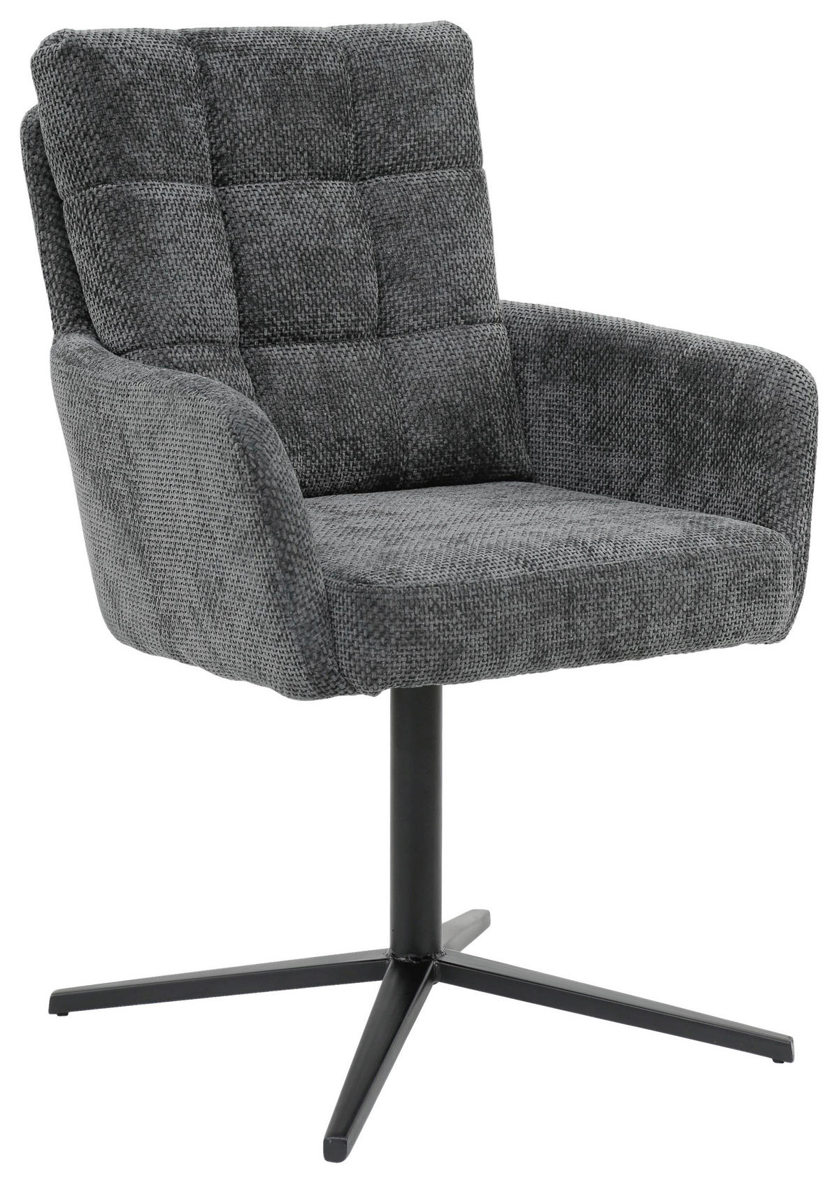 SCAUN CU BRAȚE in gri, negru  - negru/gri, Design, metal/textil (61/91,5/66cm) - Stylife