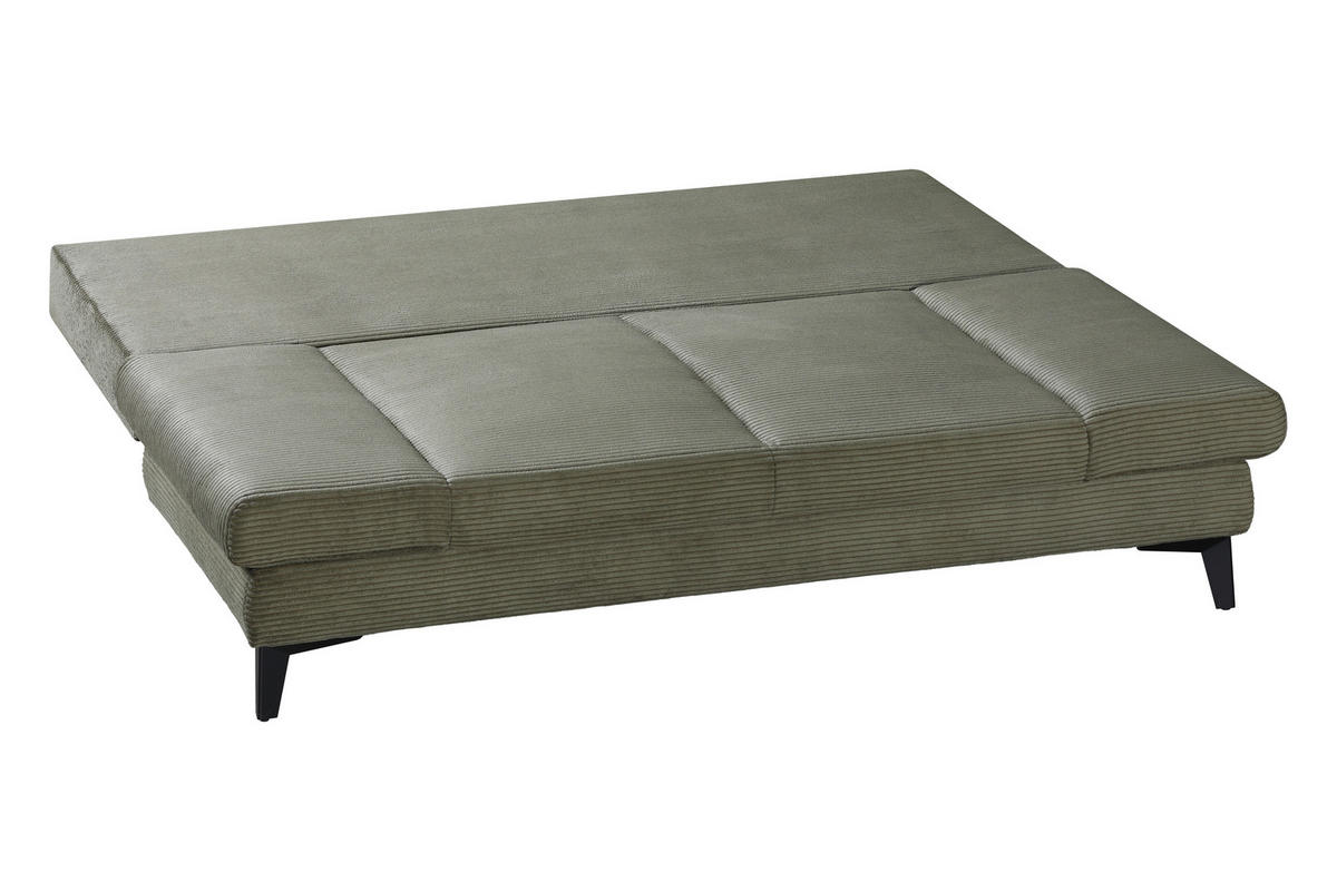 SCHLAFSOFA  mit Stoffauswahl Cord Olivgrün  - Schwarz/Olivgrün, Design, Textil/Metall (200/85/90cm) - Novel