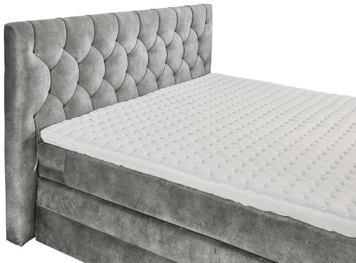 BOXSPRINGBETT 180/200 cm  in Grau  - Grau, MODERN, Holzwerkstoff/Kunststoff (180/200cm) - MID.YOU