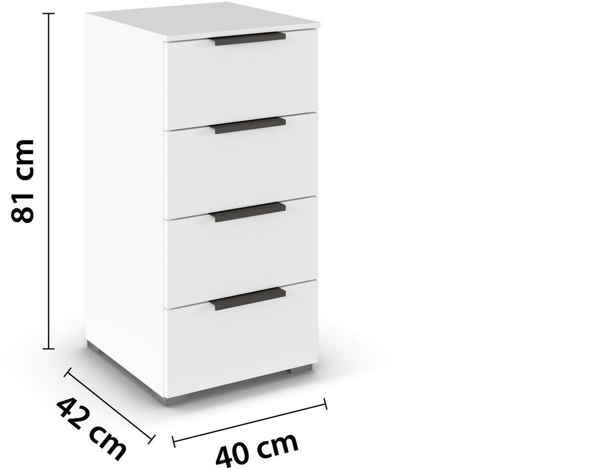KOMMODE 50/81/42 cm  in Weiss  - Weiss/Graphitfarben, Trend, Holzwerkstoff/Metall (50/81/42cm) - Novel