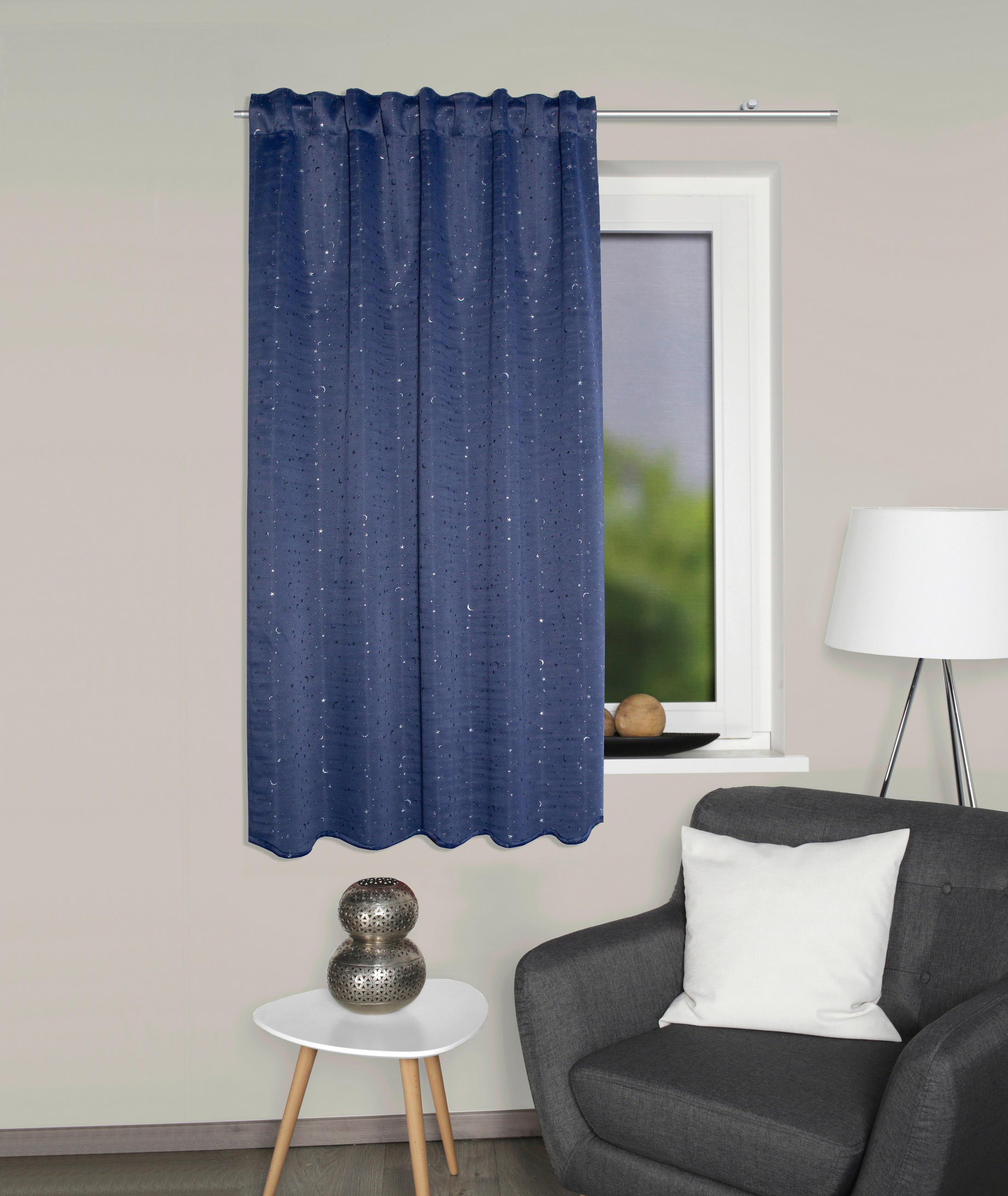FERTIGVORHANG blickdicht  - Dunkelblau, Basics, Textil (135/175cm)