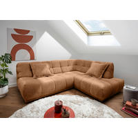 ECKSOFA ITALIA Koralle Chenille  - Koralle/Schwarz, MODERN, Kunststoff/Textil (254/203cm) - Livetastic