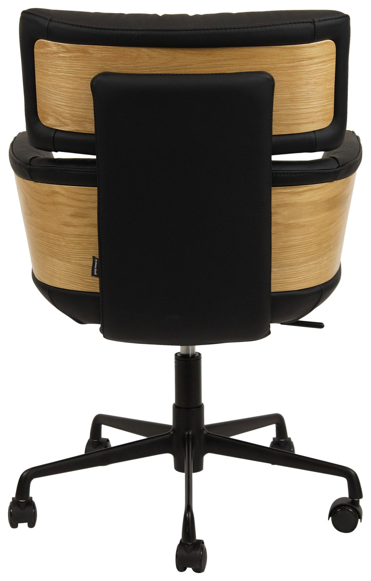 DREHSTUHL Schwarz, Eichefarben  - Eichefarben/Schwarz, Design, Leder/Holz (62/91/66cm) - Dieter Knoll