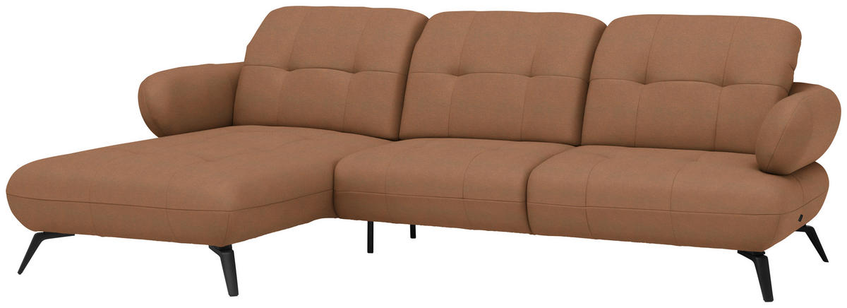 ECKSOFA Flachgewebe Terracotta  - Terracotta/Schwarz, Modern, Textil/Metall (180/282cm) - Novel