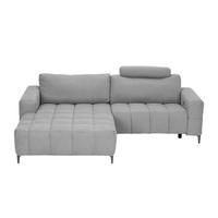 ECKSOFA Hellgrau Mikrofaser  - Silberfarben/Hellgrau, Design, Textil/Metall (161/242cm) - Livetastic