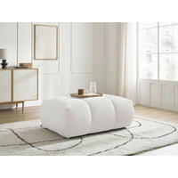 HOCKER FUJI  Bouclé Weiß  - Schwarz/Weiß, MODERN, Kunststoff/Textil (112/44/80cm)