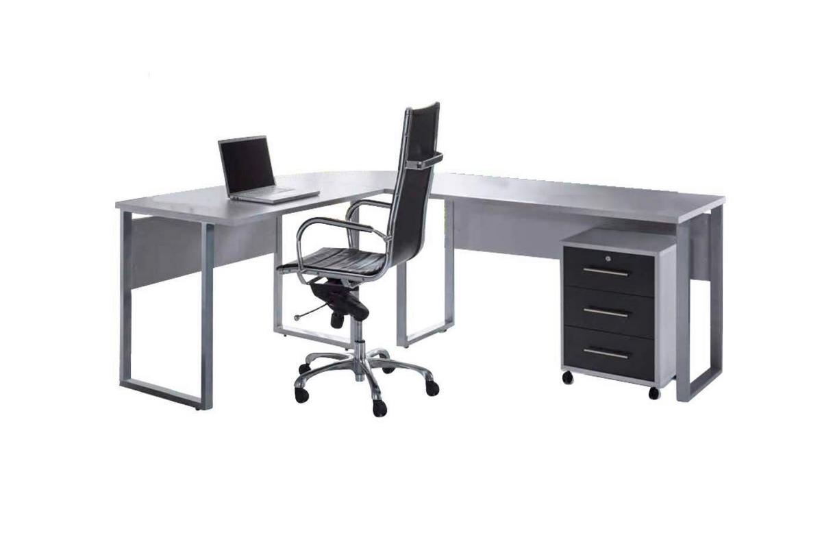 BÜRO - Anthrazit Hochglanz/Grau, MODERN, Holzwerkstoff/Metall - MID.YOU