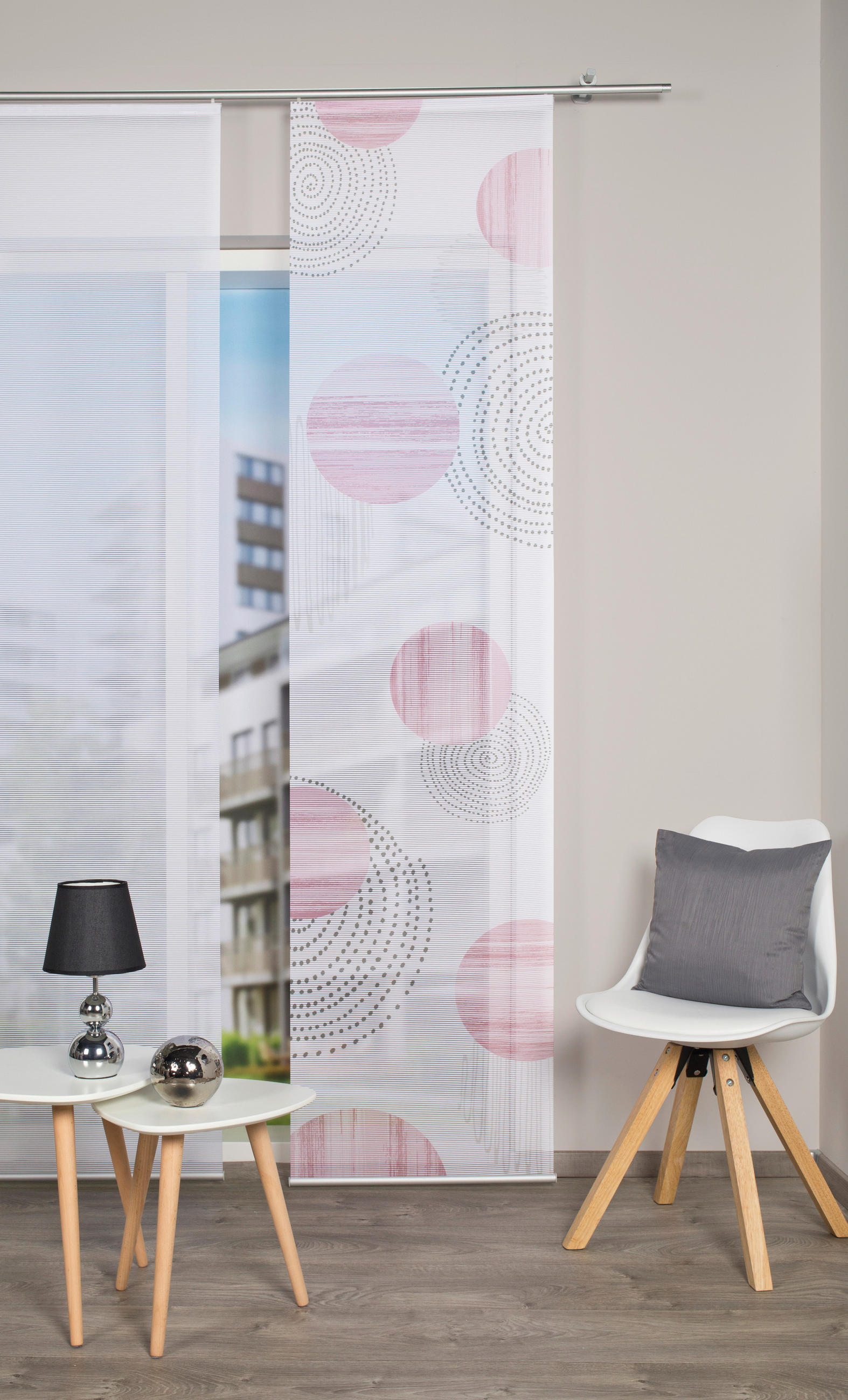 FLÄCHENVORHANG in Rosa, Rot halbtransparent  - Rot/Rosa, Design, Textil (60/260cm)