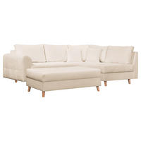 ECKSOFA inkl. Hocker Ariella Weiß Bouclé  - Naturfarben/Weiß, Design, Holz/Textil (231/161cm) - Livetastic