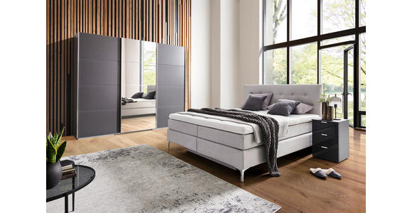 SCHWEBETÜRENSCHRANK in Dunkelgrau - Chromfarben/Dunkelgrau, Design, Glas/Holzwerkstoff (270/230/62cm) - Xora