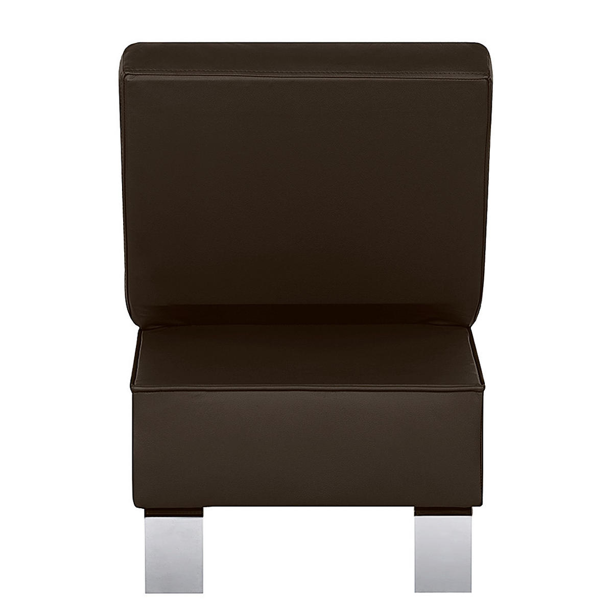 HOCKER in Leder Dunkelbraun  - Chromfarben/Dunkelbraun, Design, Leder/Metall (91/44/57cm) - Livetastic