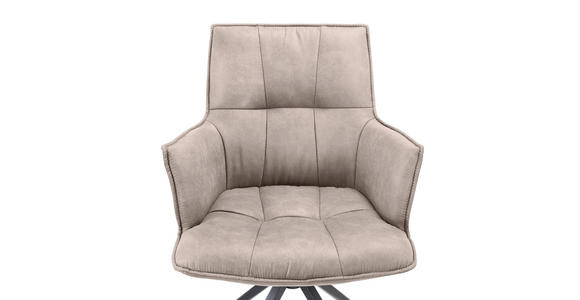 ARMLEHNSTUHL  in Eisen Mikrofaser  - Taupe/Schwarz, Design, Textil/Metall (59/89,5/63cm) - Novel