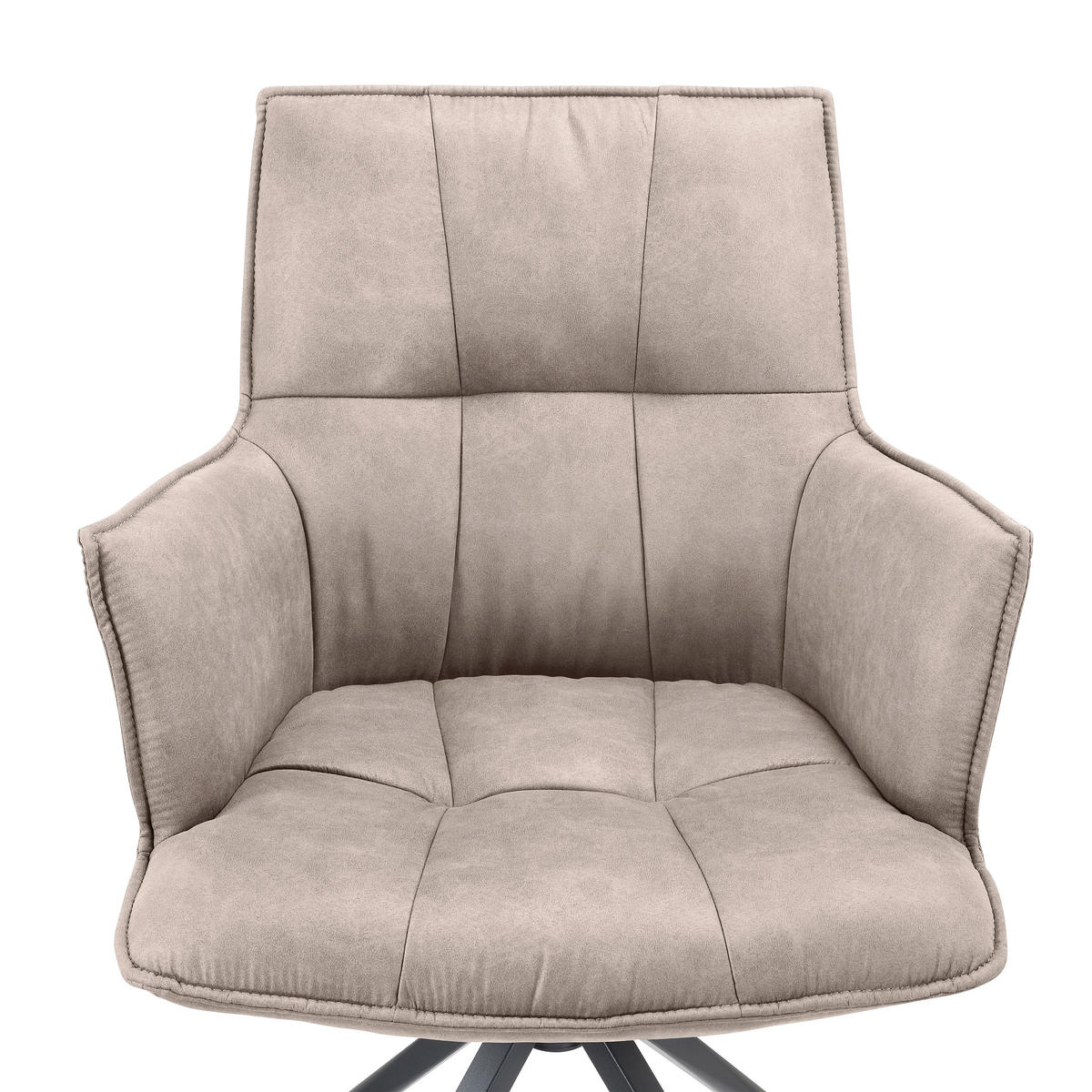 ARMLEHNSTUHL  in Eisen Mikrofaser  - Taupe/Schwarz, Design, Textil/Metall (59/89,5/63cm) - Novel