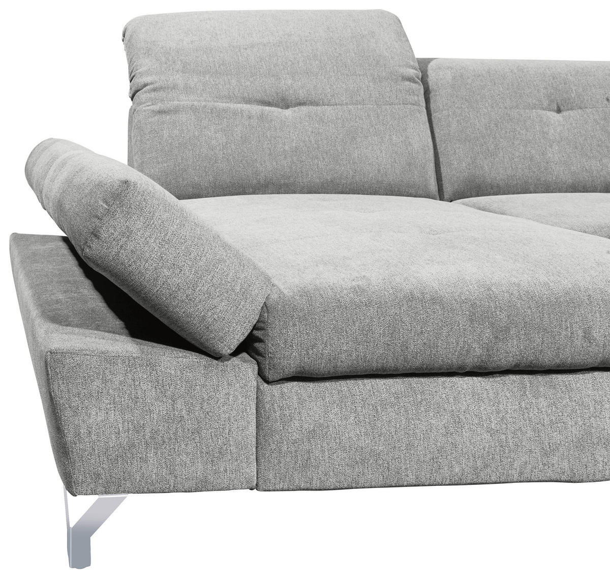 WOHNLANDSCHAFT in Mikrovelours Schlammfarben  - Schlammfarben/Silberfarben, Modern, Textil/Metall (168/350/245cm) - MID.YOU