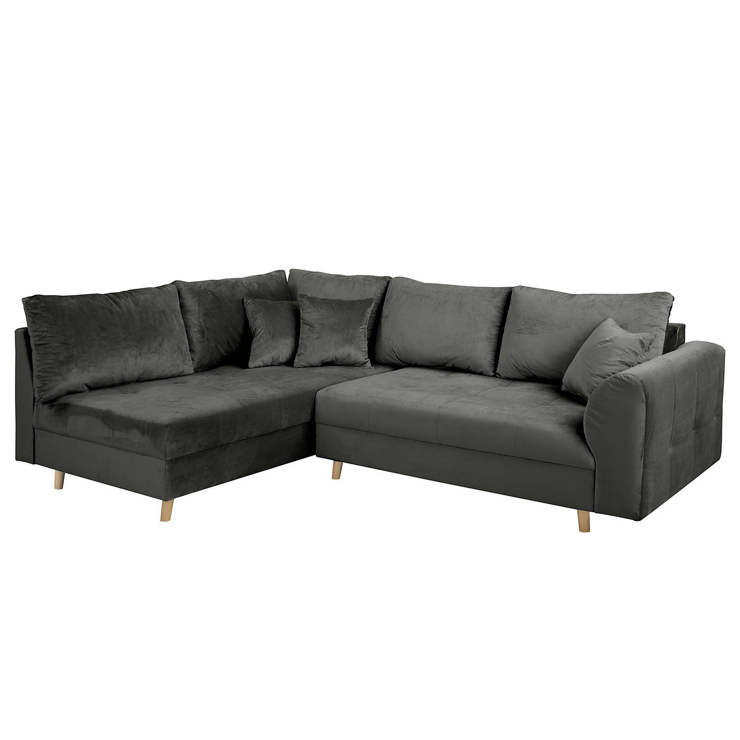 ECKSOFA Samt Anthrazit  - Anthrazit/Naturfarben, Design, Holz/Textil (161/231cm) - P & B
