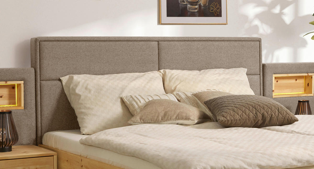 BETT 160/200 cm  Zirbelkieferfarben, Dunkelbraun   - Zirbelkieferfarben/Dunkelbraun, Natur, Holz/Textil (160/200cm) - Valnatura