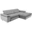 ECKSOFA in Mikrofaser Hellgrau  - Chromfarben/Hellgrau, Design, Textil/Metall (265/180cm) - Carryhome