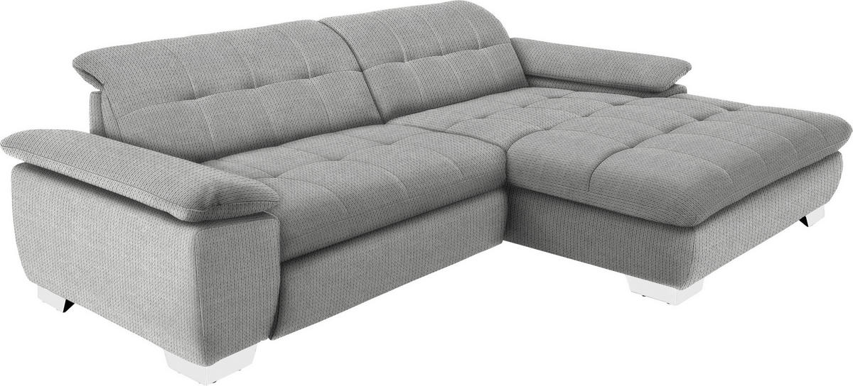 ECKSOFA in Mikrofaser Hellgrau  - Chromfarben/Hellgrau, Design, Textil/Metall (265/180cm) - Carryhome