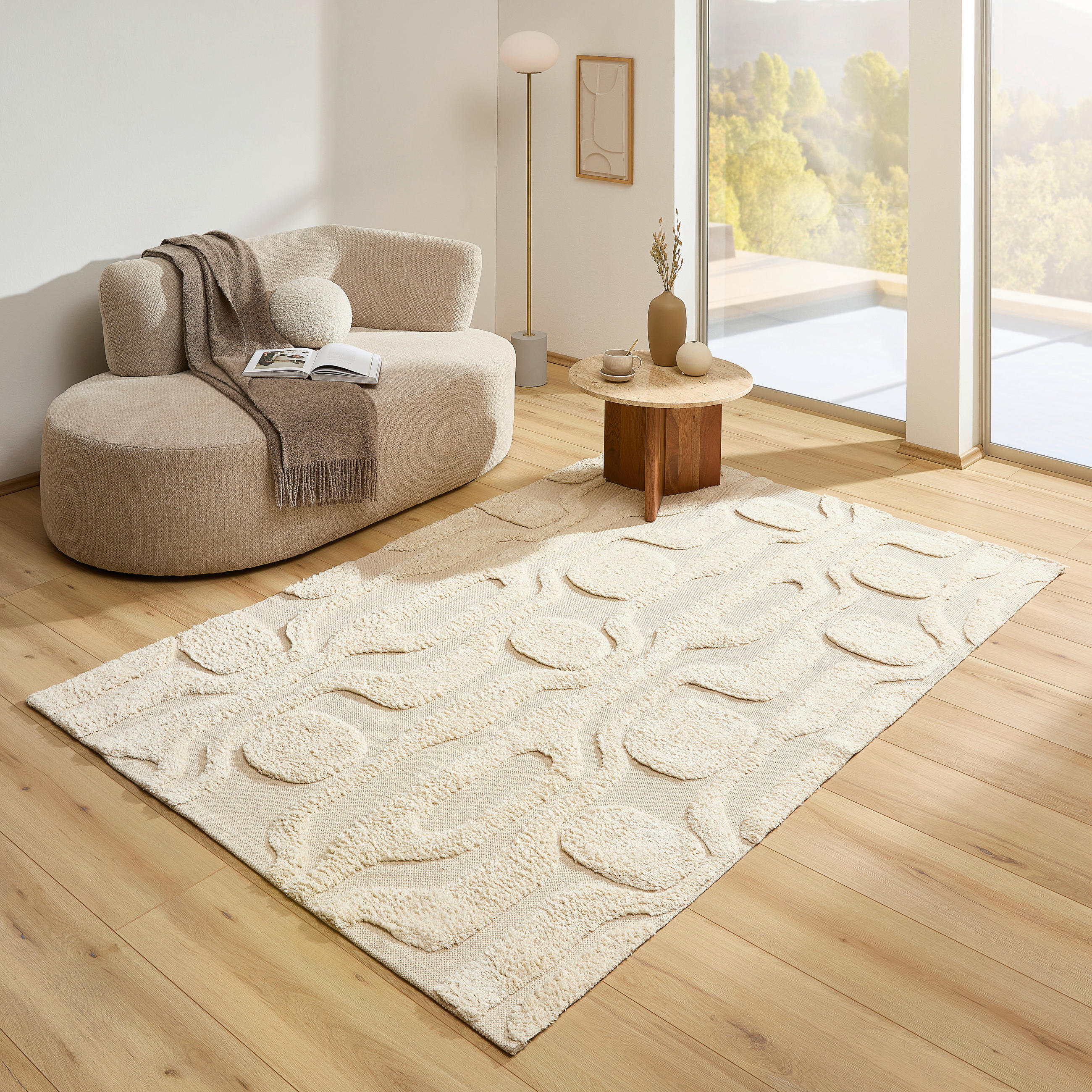 HANDWEBTEPPICH 160/230 cm Grau, Naturfarben  - Naturfarben/Grau, Design, Textil (160/230cm) - Novel